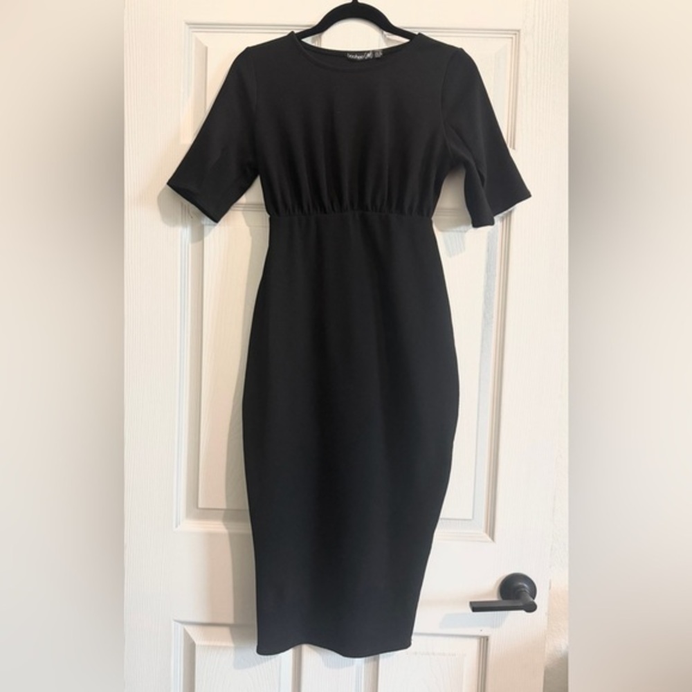 Boohoo Classic Black Midi Dress